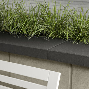 Techo-Bloc Raffinato Wall Cap Double-Sided Onyx Black Smooth 14 in. x 28 in. 60 mm (24 pc./pallet)