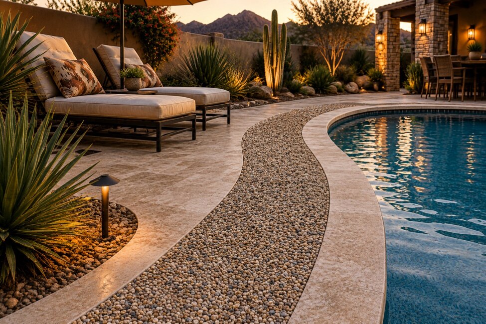 Pool with decorative stone